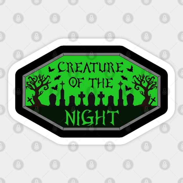 Creature of the Night Cemetery in Green Sticker by RavenWake